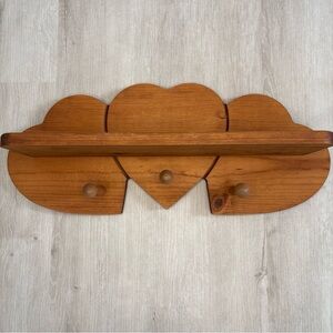 Wooden Hearts Wall Shelf w/ hangers Handmade Rustic Country Farmhouse Valentines